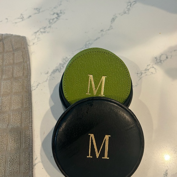 Green and Black Monogrammed Coaster Set - Picture 2 of 4